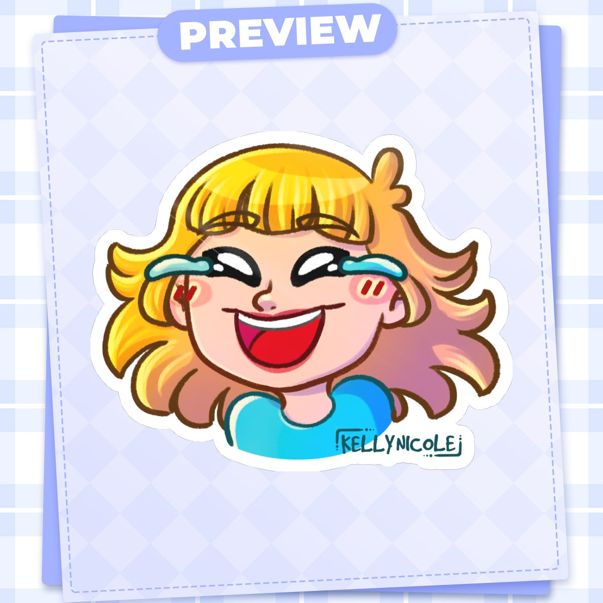Kelly Nicole Laugh Emote Glossy Sticker