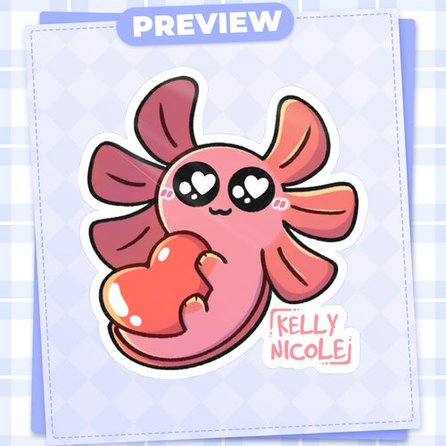 Spud The Axolotl Love Emote Glossy Sticker