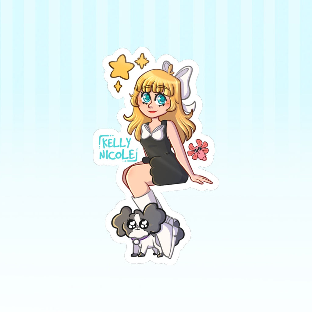 Kelly Nicole, Spud the Axolotl, and Oreo Glossy Sticker