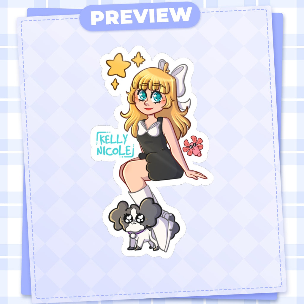 Kelly Nicole, Spud the Axolotl, and Oreo Glossy Sticker