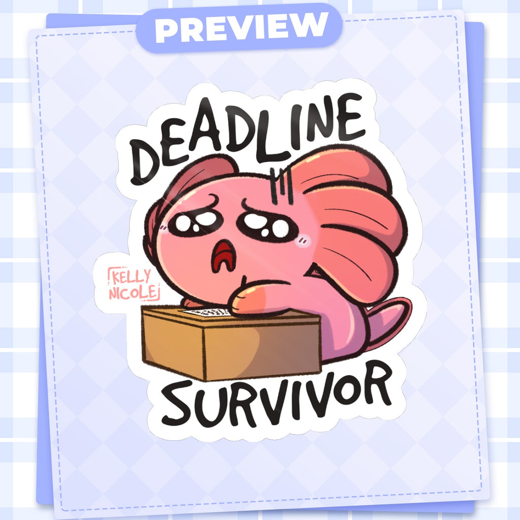 Deadline Survivor Spud the Axolotl Glossy Sticker