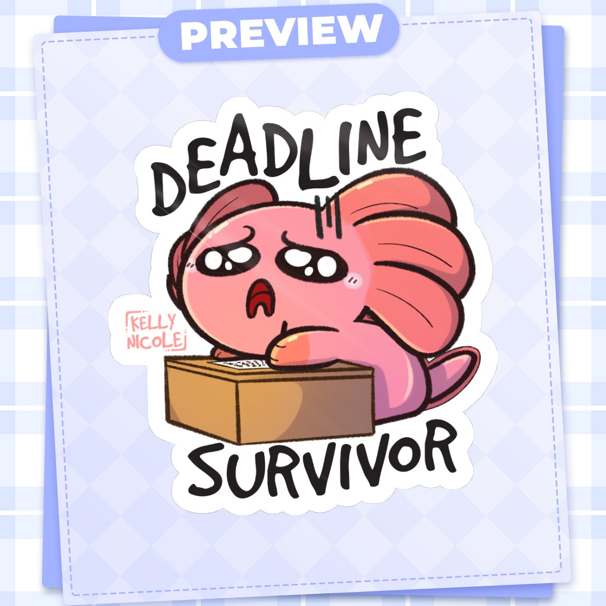 Deadline Survivor Spud the Axolotl Glossy Sticker
