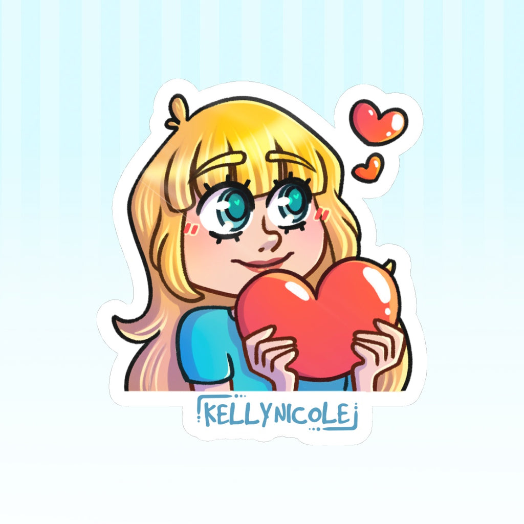 Kelly Nicole Heart Emote Glossy Sticker
