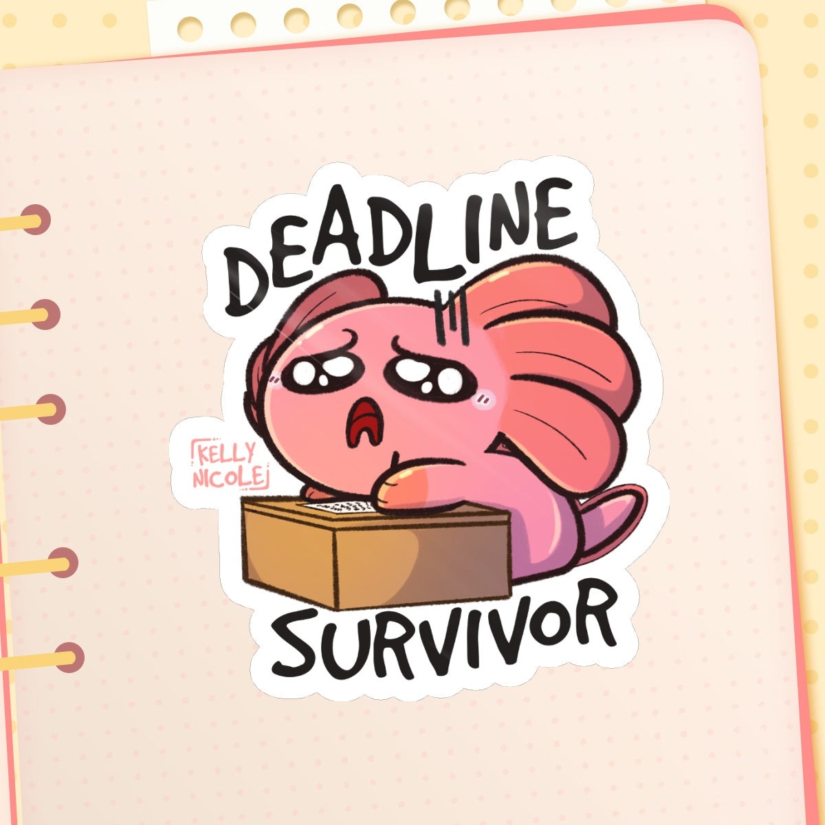 Deadline Survivor Spud the Axolotl Glossy Sticker