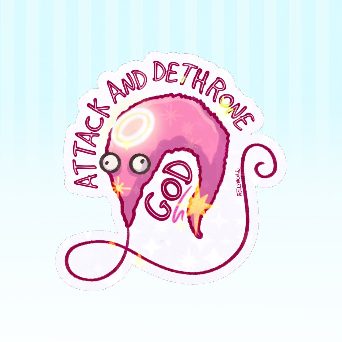 Worm on a String Attack and Dethrone God HolStar Sticker