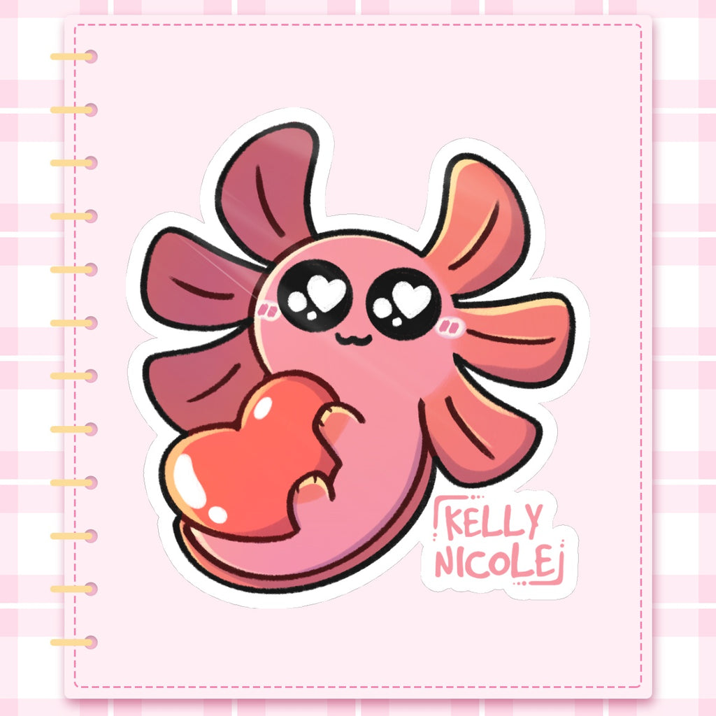 Spud The Axolotl Love Emote Glossy Sticker