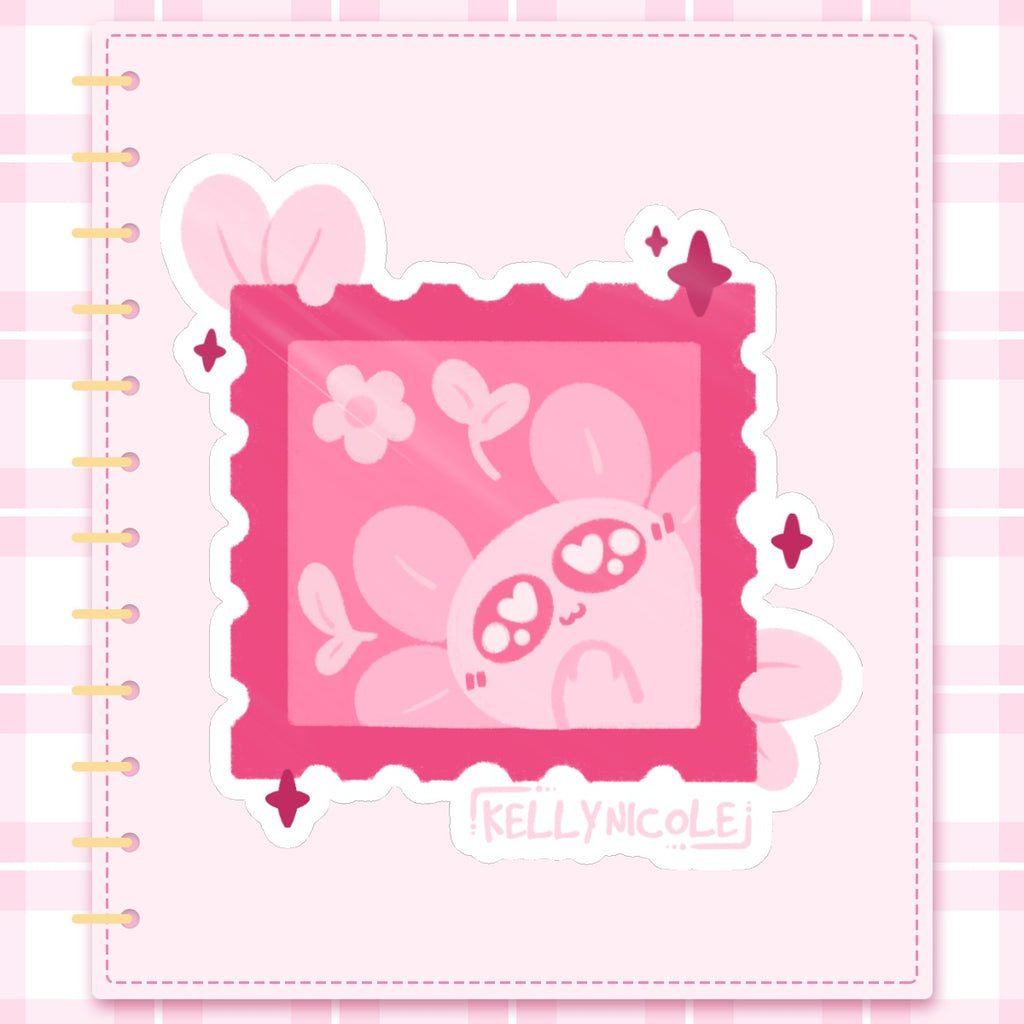 Spud the Axolotl Stamp Glossy Sticker