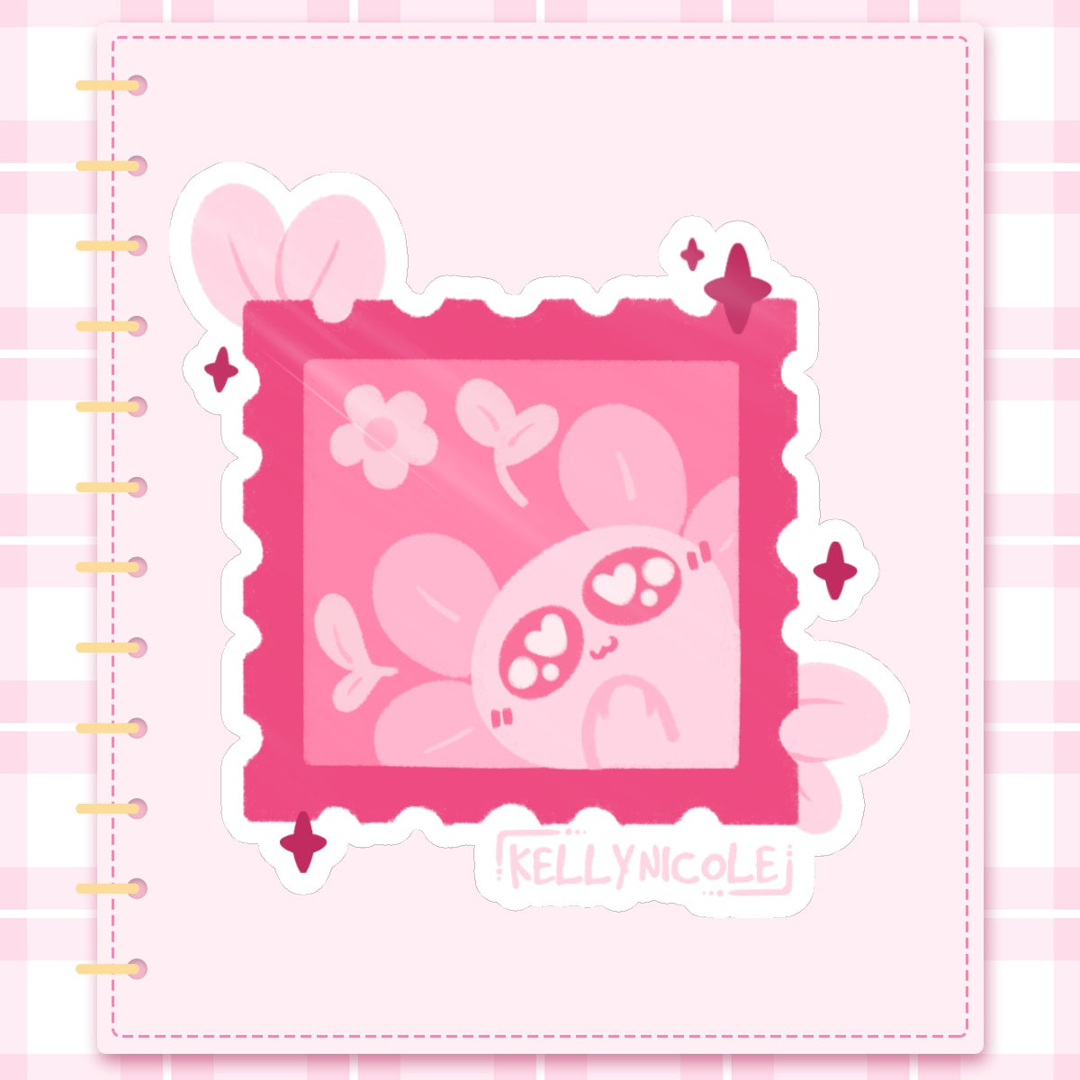 Spud the Axolotl Stamp Glossy Sticker