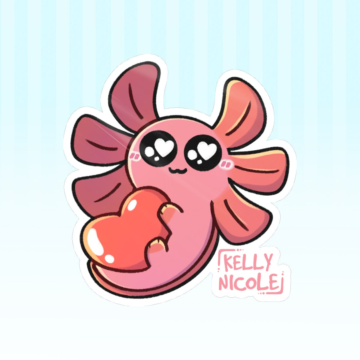 Spud The Axolotl Love Emote Glossy Sticker