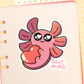 Spud The Axolotl Love Emote Glossy Sticker