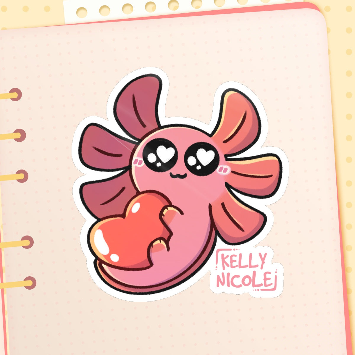 Spud The Axolotl Love Emote Glossy Sticker