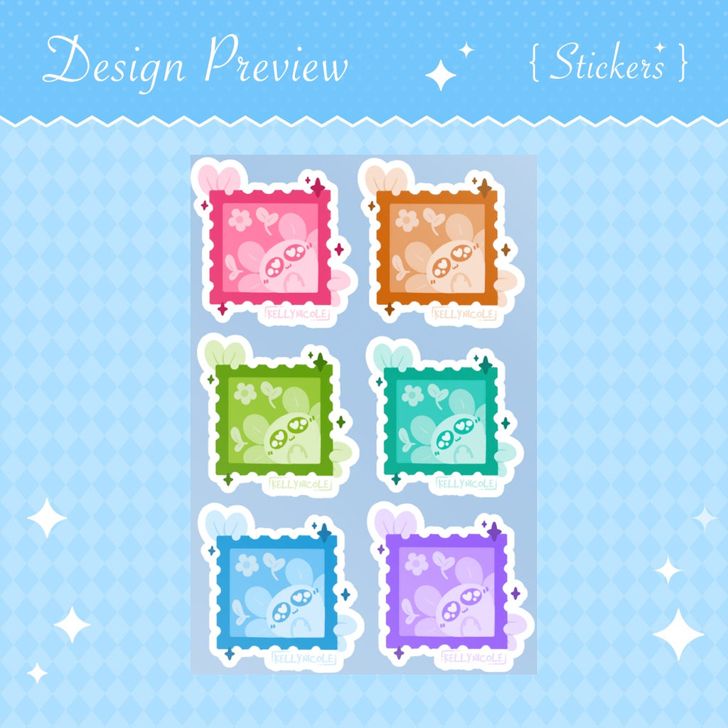 Spud the Axolotl Stamps Glossy Coated Paper Stickers Sheet