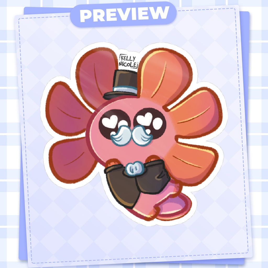 Spud the Axolotl Dapper Glossy Sticker