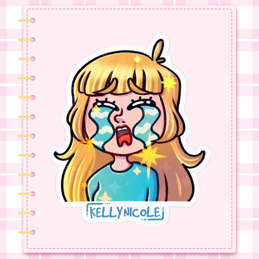 Kelly Nicole Cry Emote HoloStar Sticker