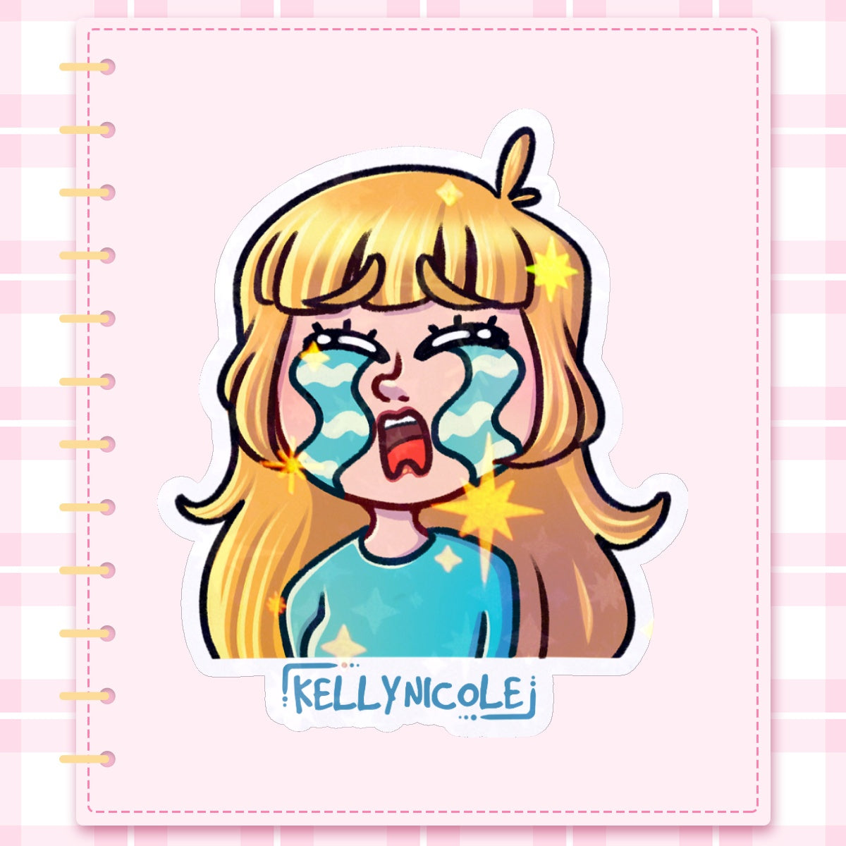 Kelly Nicole Cry Emote HoloStar Sticker