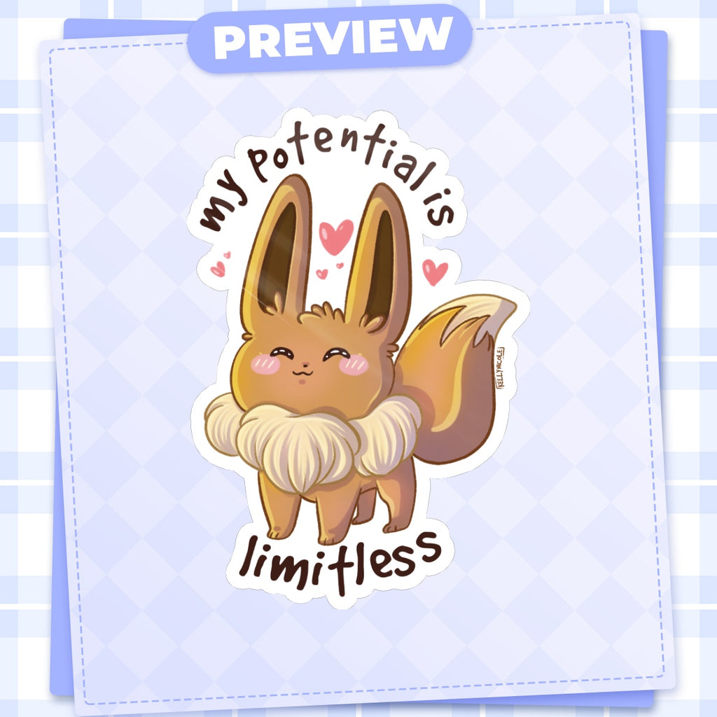 Eevee My Potential Is Limitless Pokemon Glossy Sticker