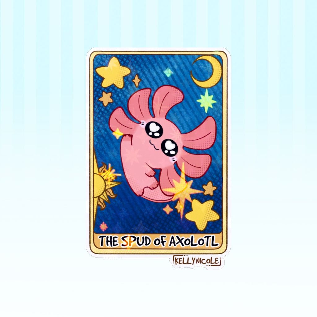 Spud the Axolotl Tarot Card HoloStar Sticker
