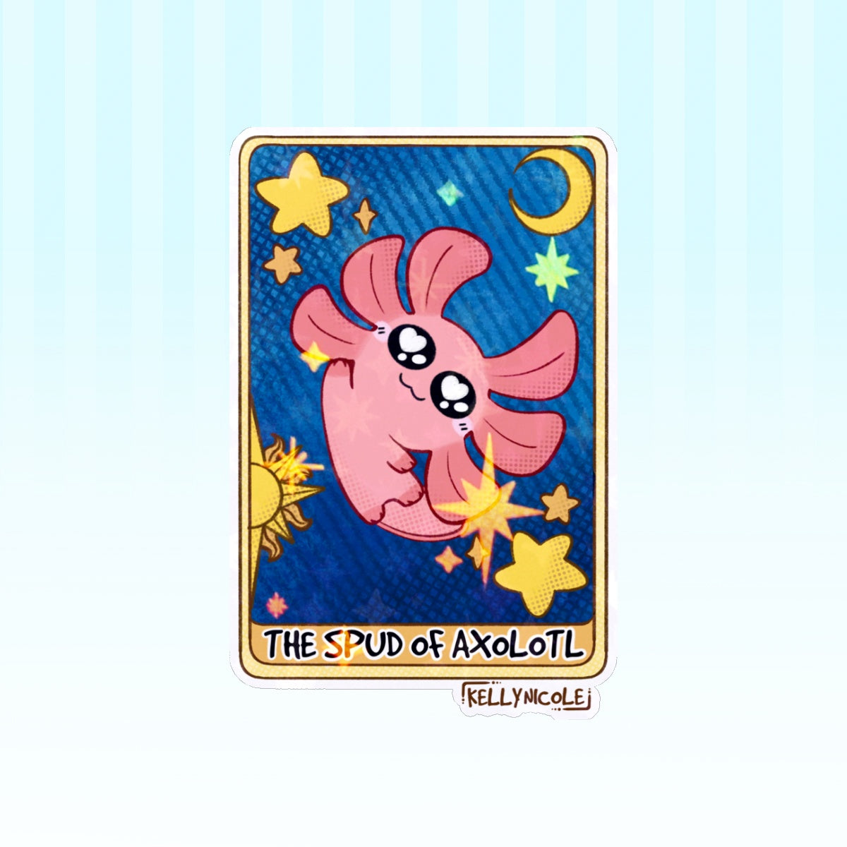 Spud the Axolotl Tarot Card HoloStar Sticker