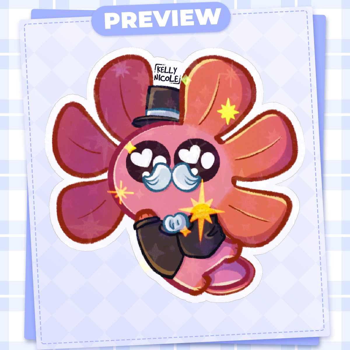 Spud the Axolotl Dapper HoloStar Sticker