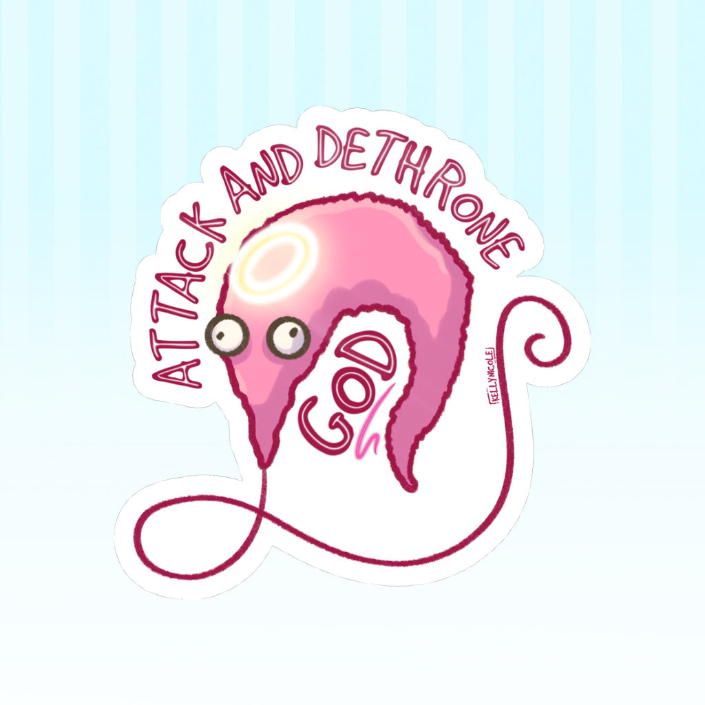 Worm on a String Attack and Dethrone God Glossy Sticker