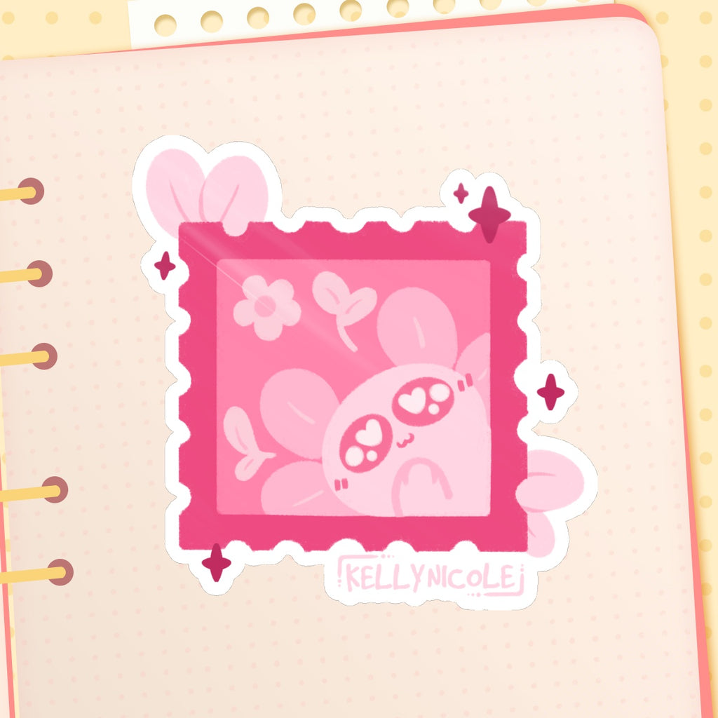 Spud the Axolotl Stamp Glossy Sticker