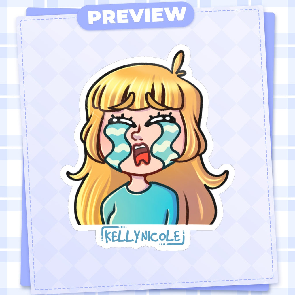 Kelly Nicole Cry Emote Glossy Sticker