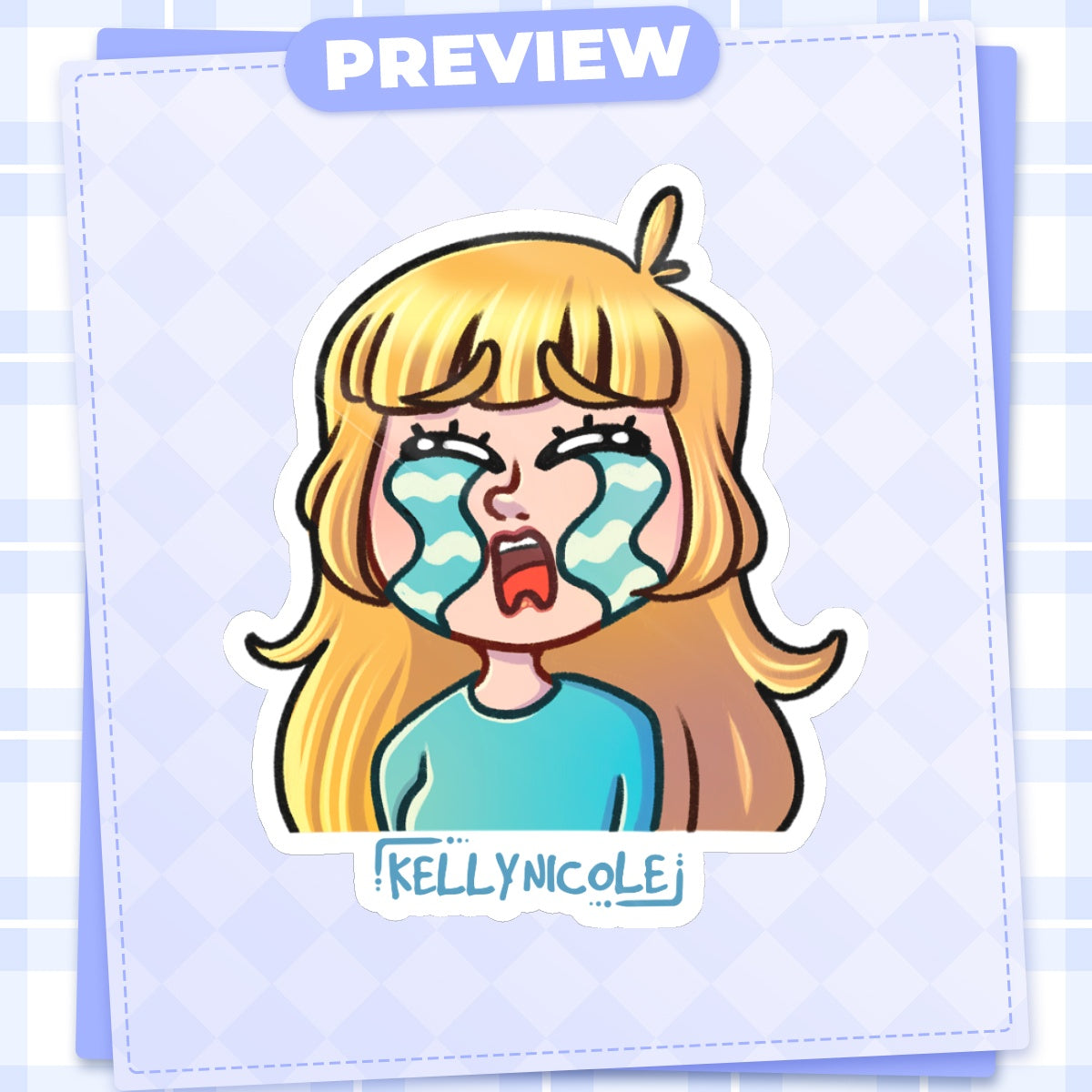 Kelly Nicole Cry Emote Glossy Sticker