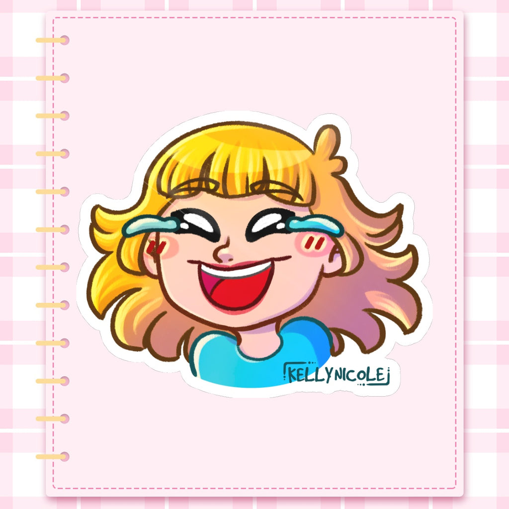 Kelly Nicole Laugh Emote Glossy Sticker