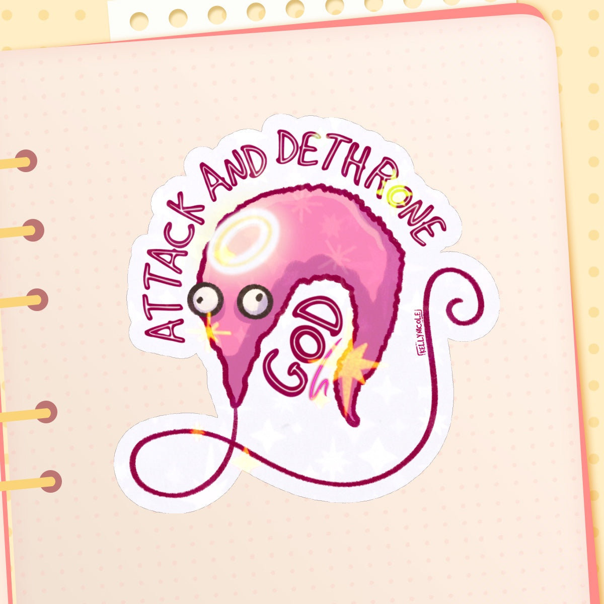 Worm on a String Attack and Dethrone God HolStar Sticker