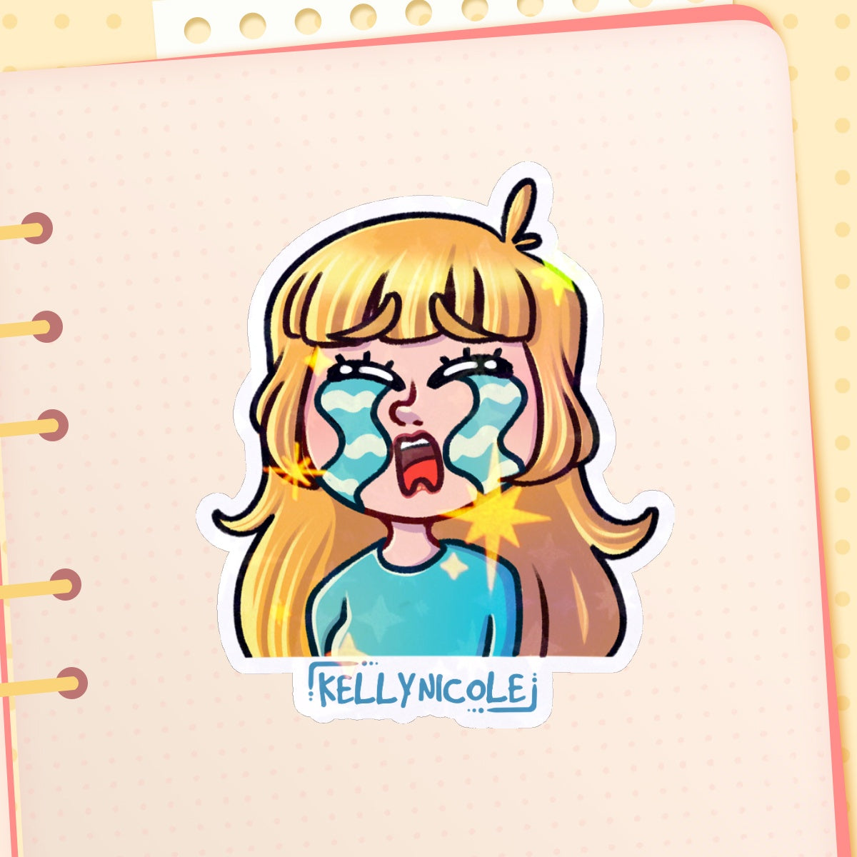 Kelly Nicole Cry Emote HoloStar Sticker