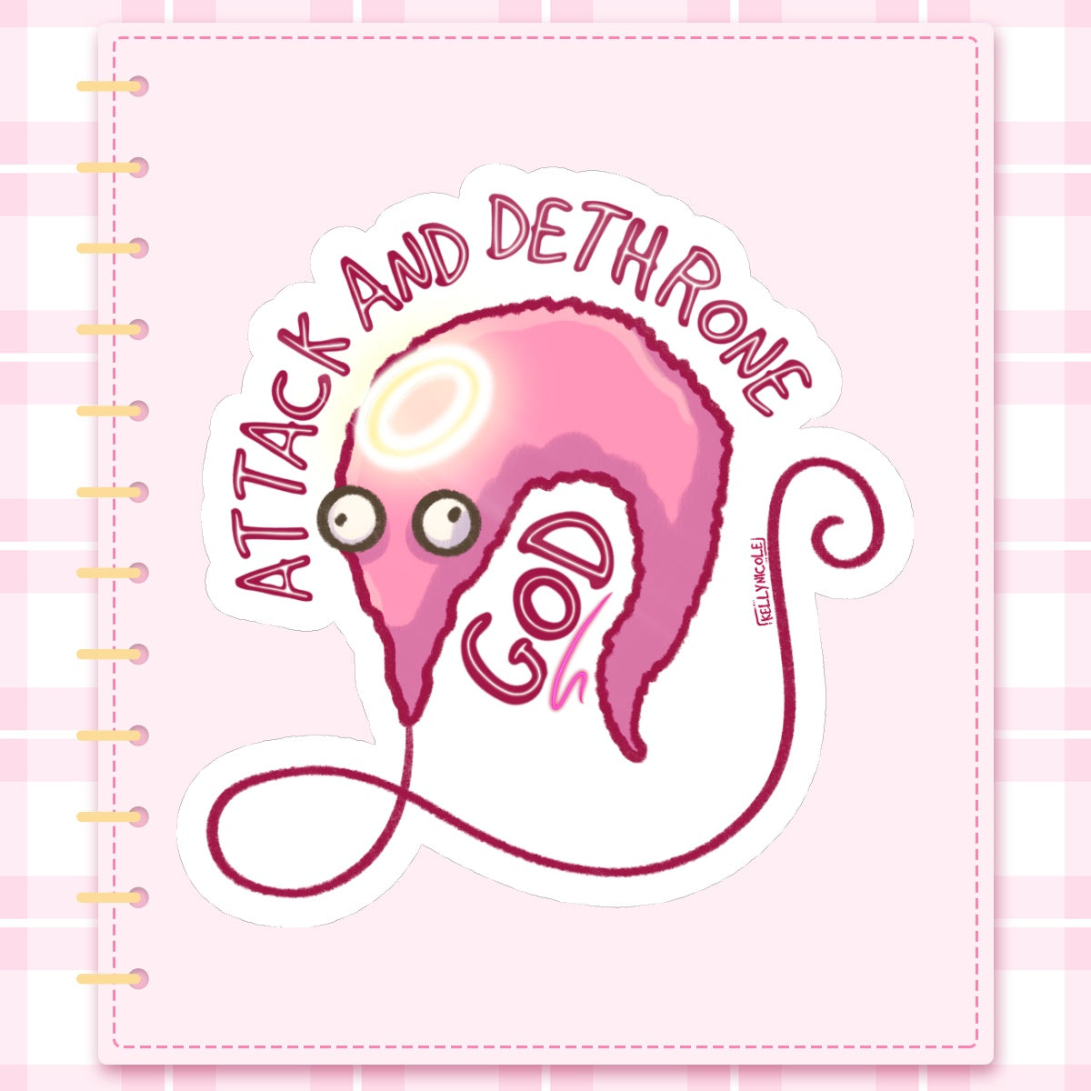 Worm on a String Attack and Dethrone God Glossy Sticker