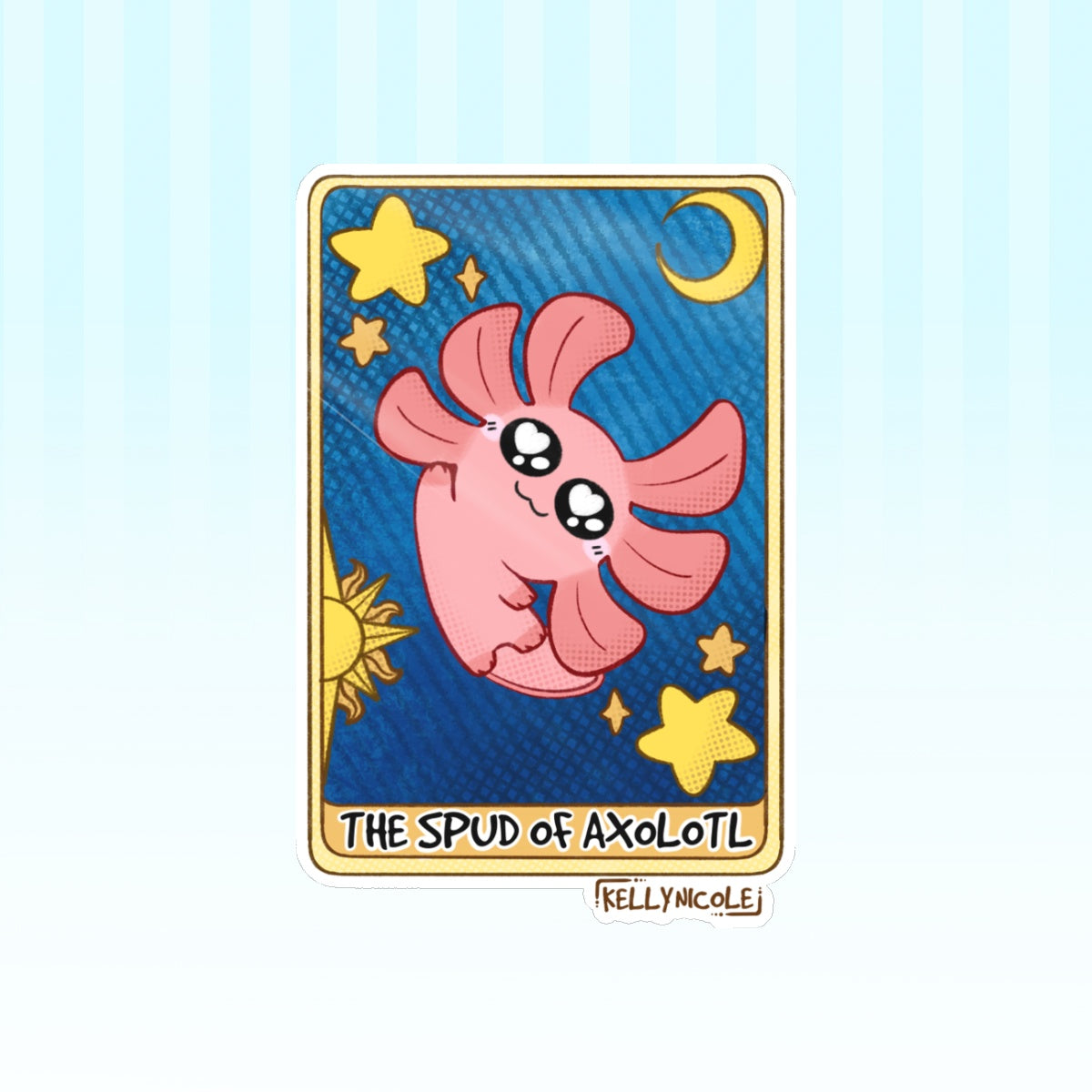 Spud the Axolotl Tarot Card Glossy Sticker