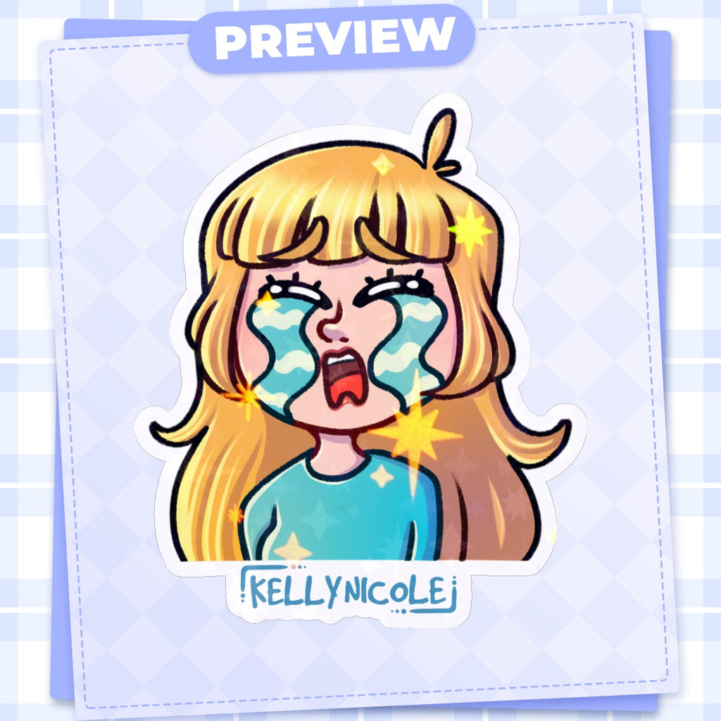 Kelly Nicole Cry Emote HoloStar Sticker