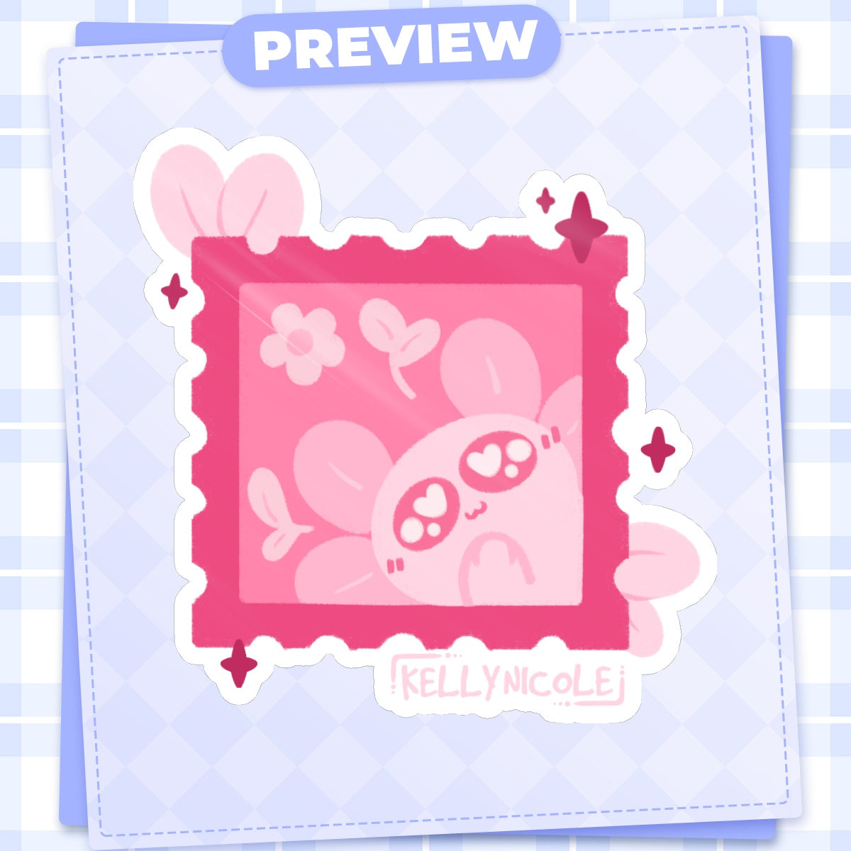 Spud the Axolotl Stamp Glossy Sticker