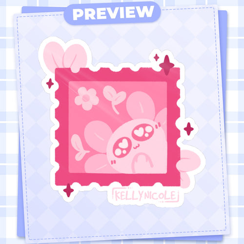 Spud the Axolotl Stamp Glossy Sticker