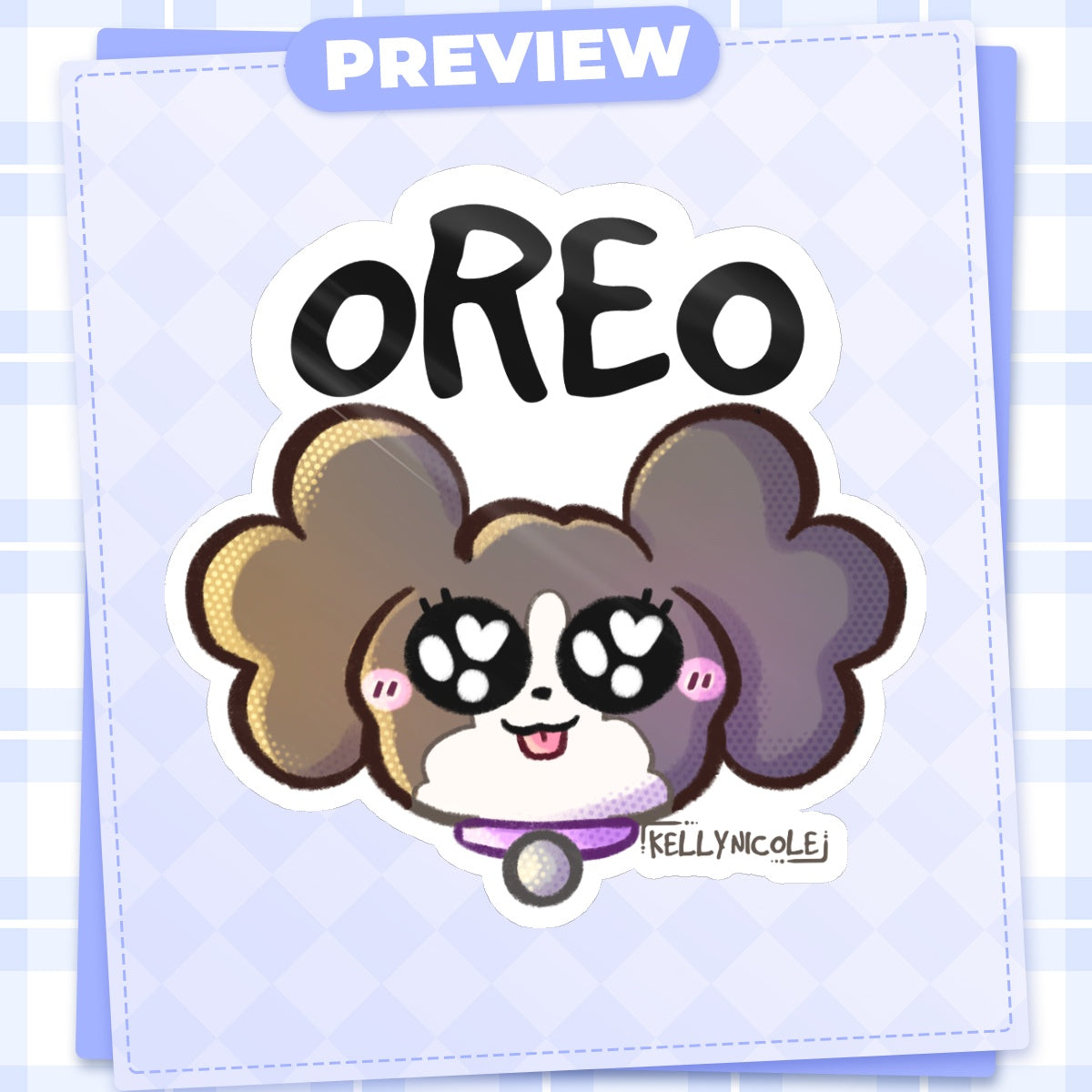 Oreo Puppy Emote Glossy Sticker