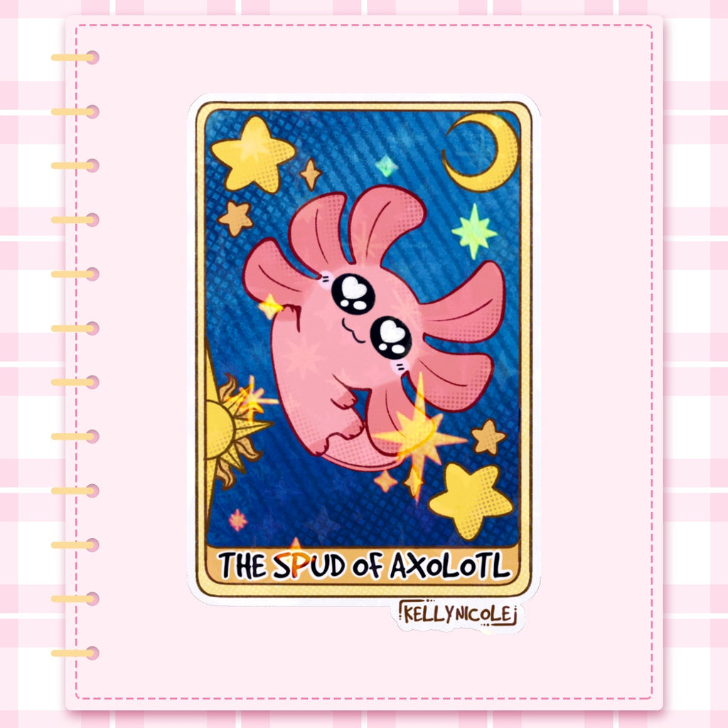 Spud the Axolotl Tarot Card HoloStar Sticker