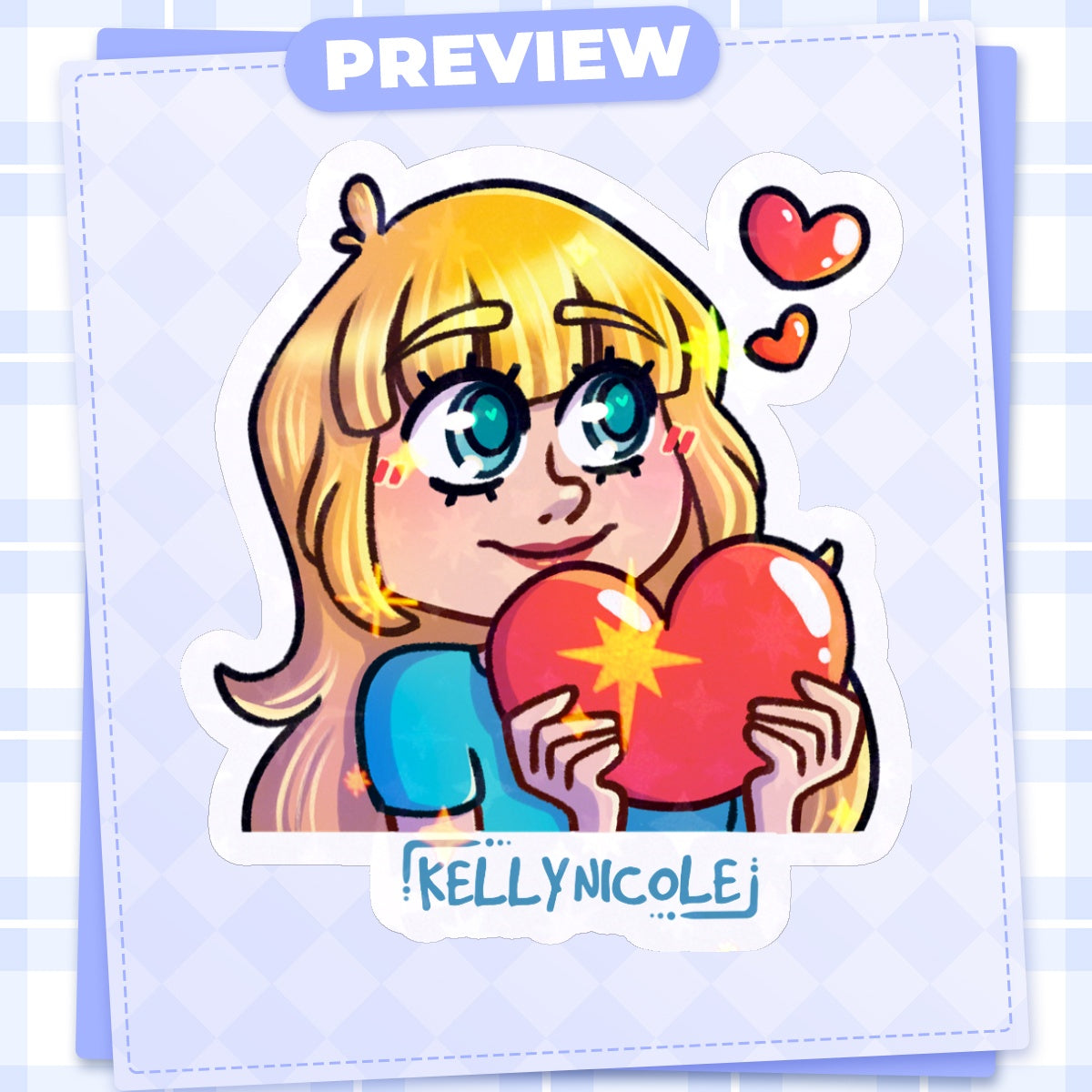 Kelly Nicole Heart Emote HoloStar Sticker