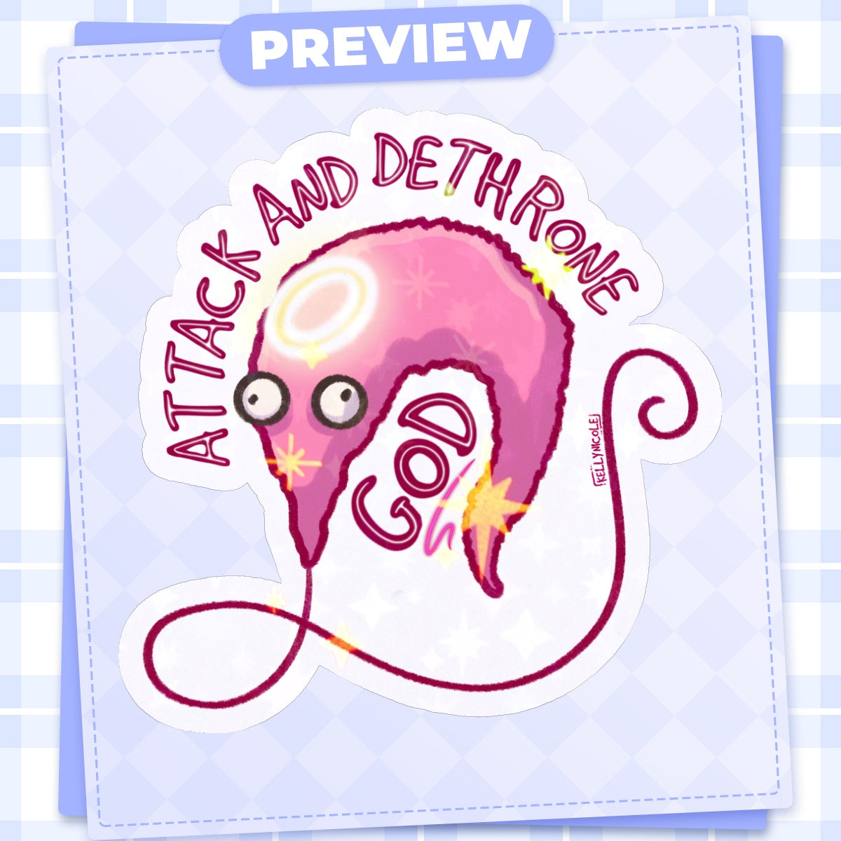 Worm on a String Attack and Dethrone God HolStar Sticker