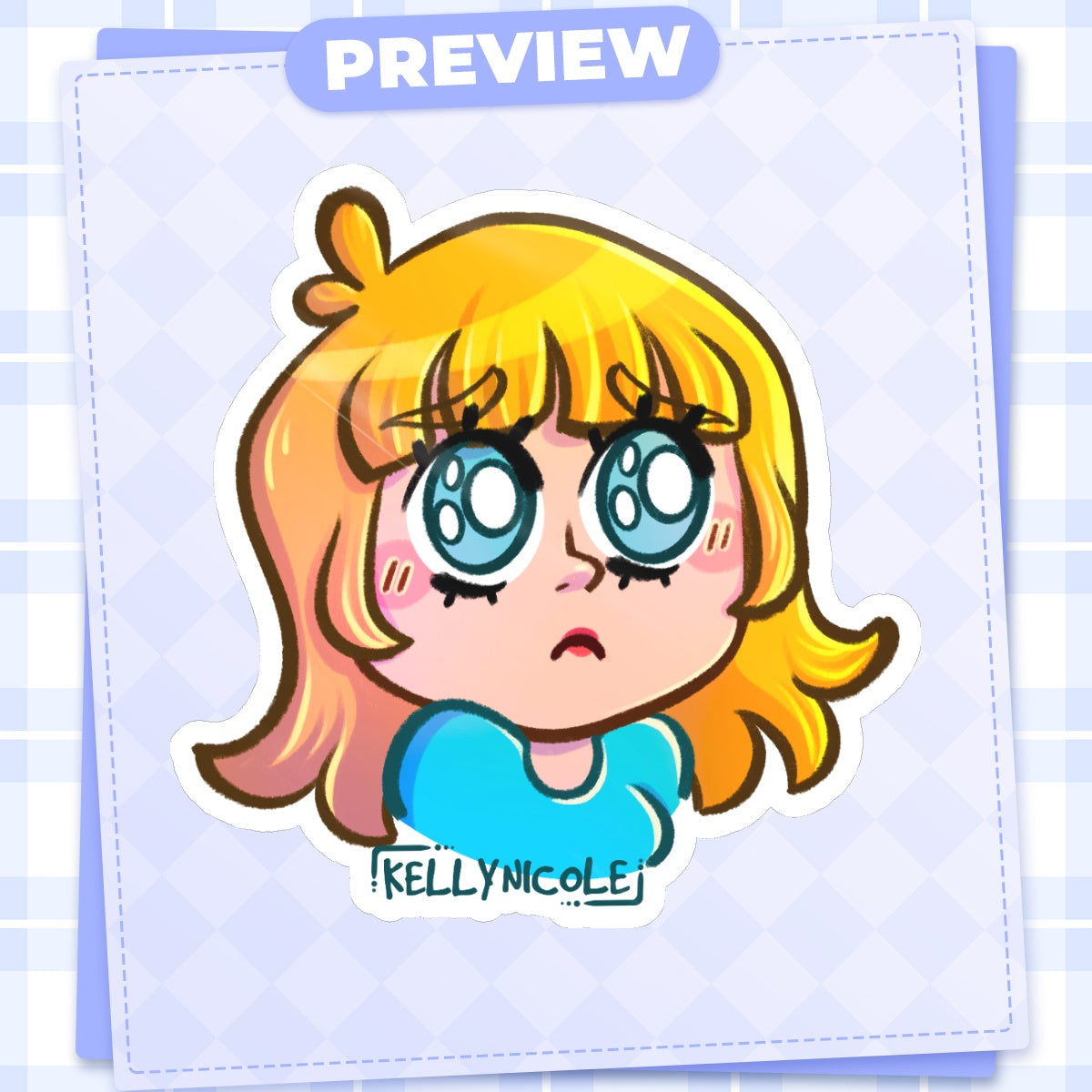 Kelly Nicole OwO emote sticker Glossy Sticker