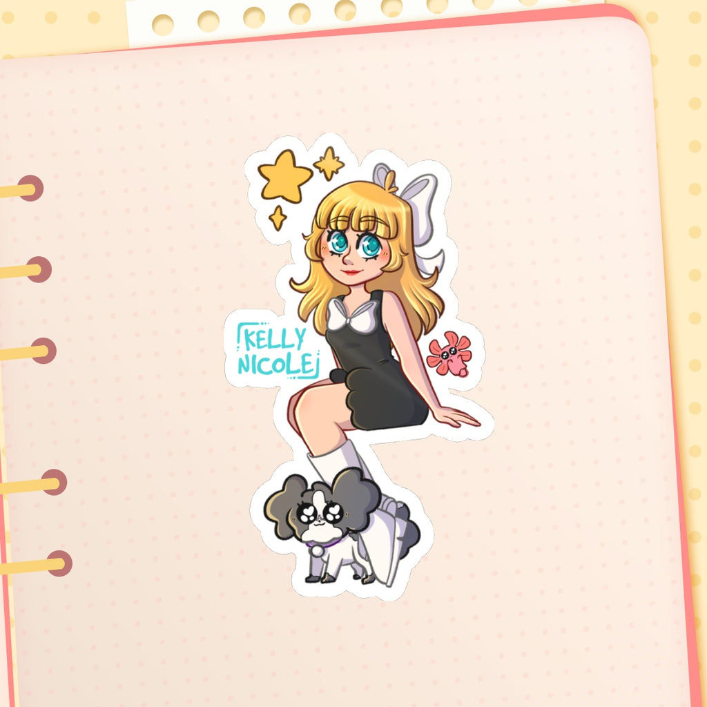 Kelly Nicole, Spud the Axolotl, and Oreo Glossy Sticker
