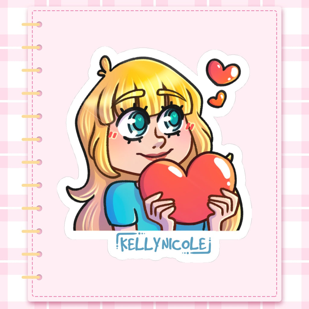 Kelly Nicole Heart Emote Glossy Sticker