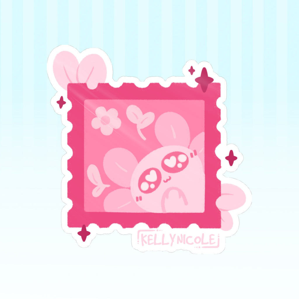 Spud the Axolotl Stamp Glossy Sticker