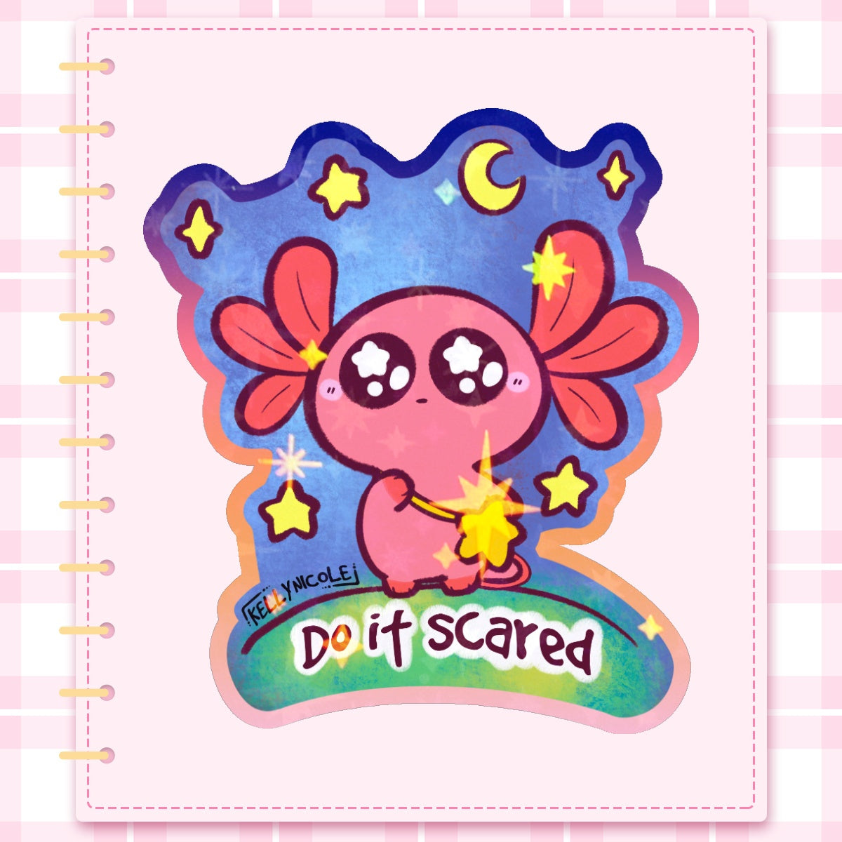 Spud the Axolotl Do It Scared HoloStar Sticker