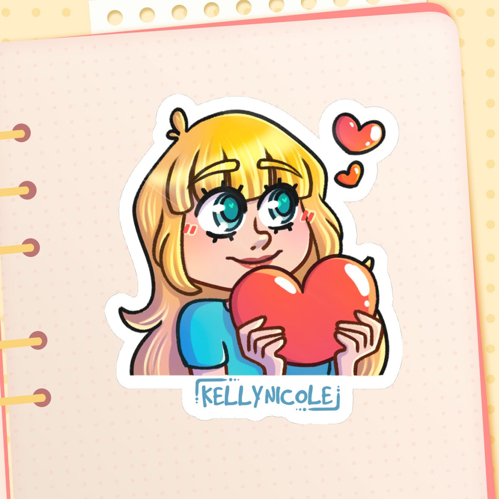 Kelly Nicole Heart Emote Glossy Sticker