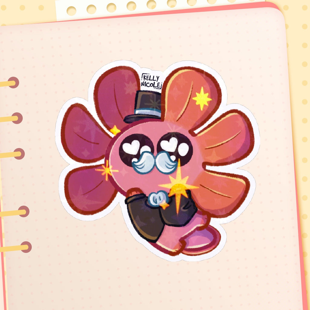 Spud the Axolotl Dapper HoloStar Sticker