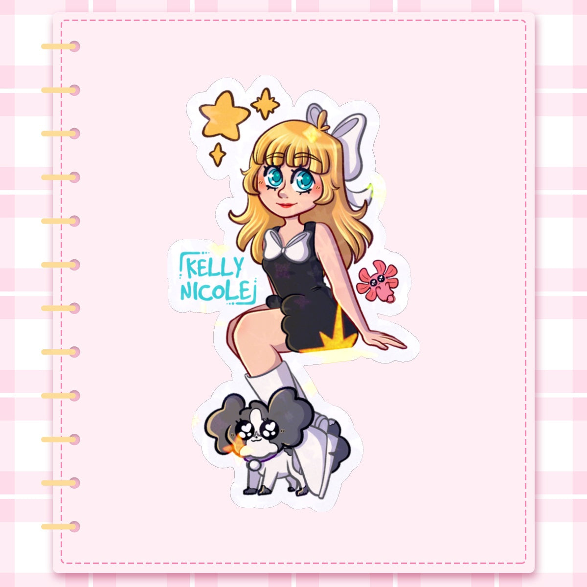 Kelly Nicole, Spud the Axolotl, and Oreo HoloStar Sticker