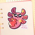 Spud The Axolotl Love Emote HoloStar Sticker