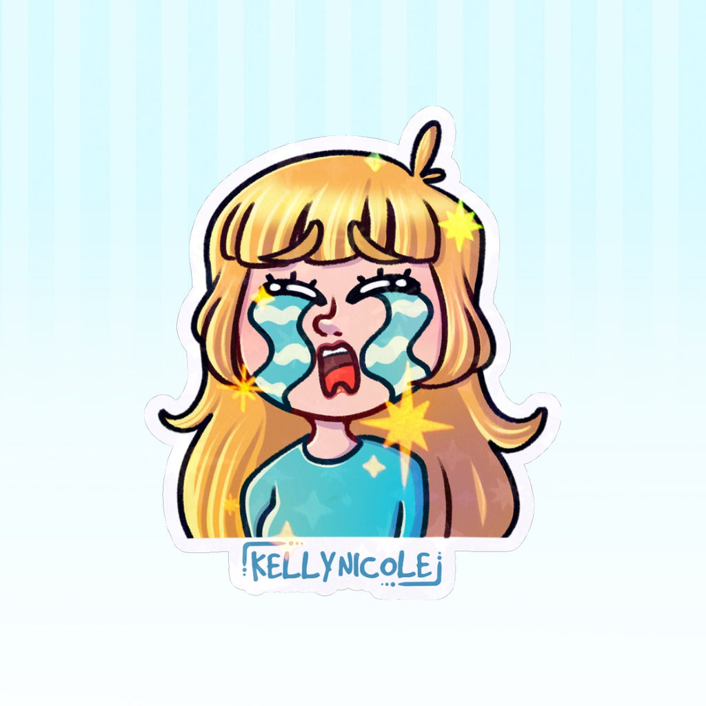 Kelly Nicole Cry Emote HoloStar Sticker