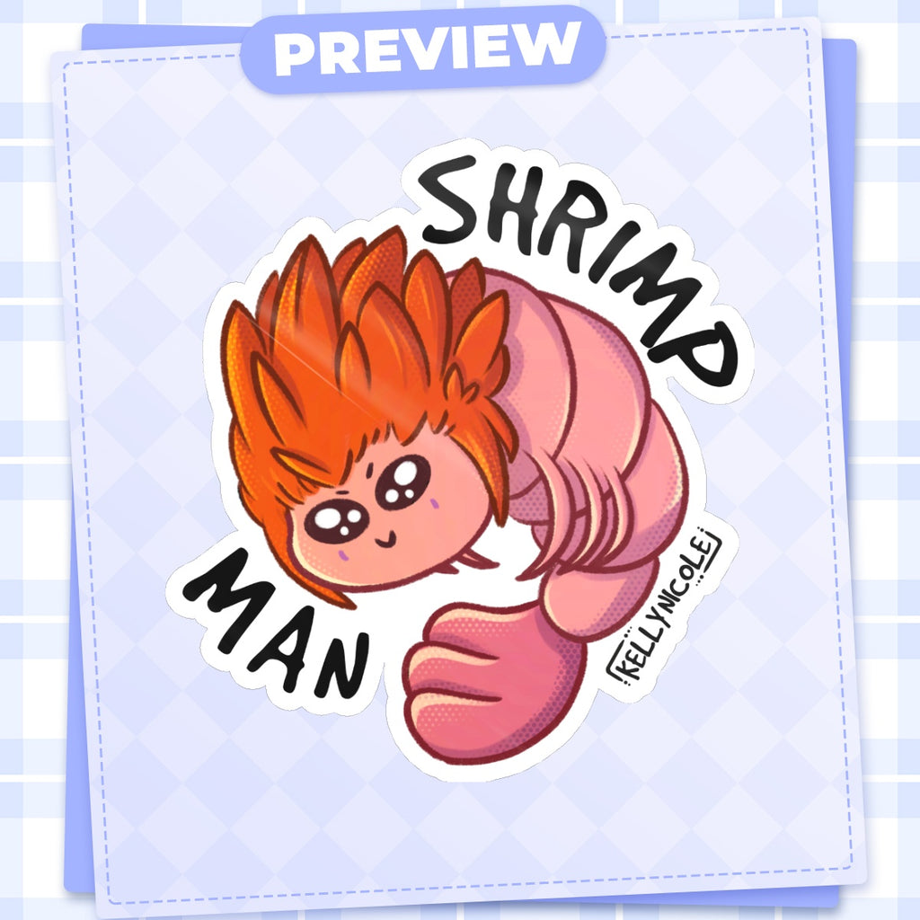Axel Heart Kingdom Shrimp Man Glossy Sticker